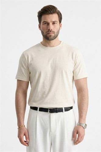 Ekru Regular Fit Basic Erkek Tişört 6131
