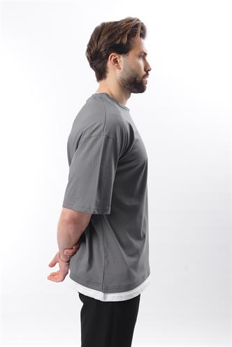 Madmext Oversize Füme Erkek Tişört 4978