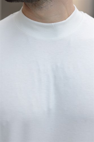 Ekru Bisiklet Yaka Basic Erkek T-shirt E7113