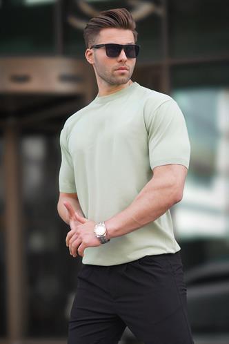 Yeşil Bisiklet Yaka Basic Erkek Tişört 6883