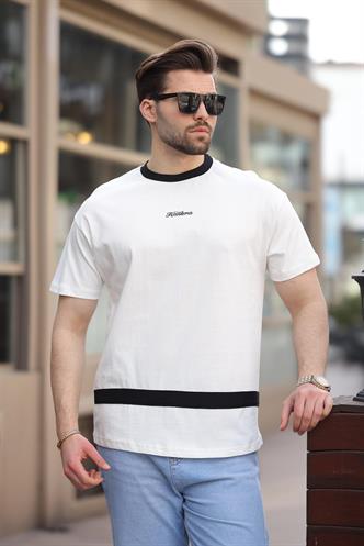 Ekru Baskılı %100 Pamuklu  Erkek T-shirt E7135