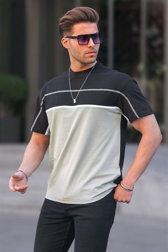 Siyah Renk Bloklu Erkek Tişört 6177