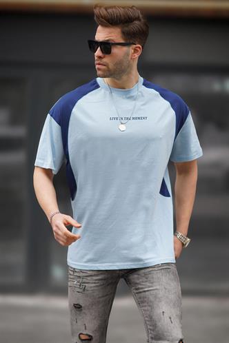 Bebe Mavisi Bisiklet Yaka Oversize Tişört 7002