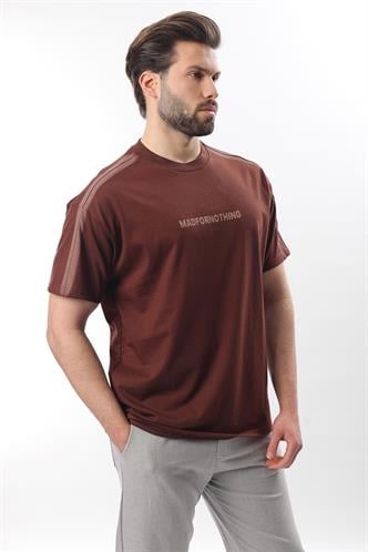 Acı Kahve Bisiklet Yaka Baskılı Erkek T-shirt E7110