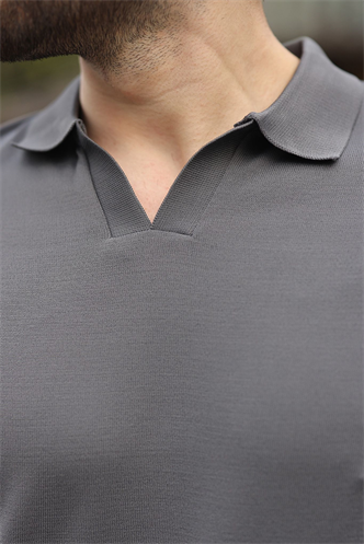 Antrasit Polo Yaka Triko Kısa Kollu Erkek Tişört E7463