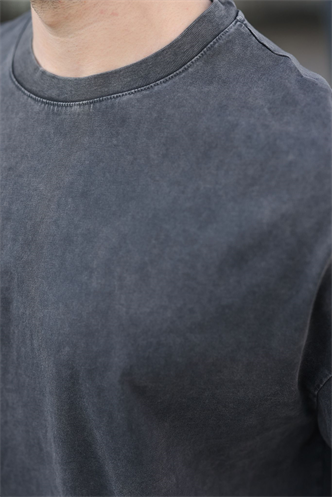 Siyah %100 Pamuklu Oversize Erkek Tişört E7178