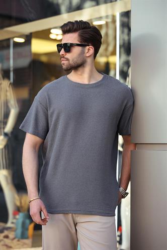 Madmext Füme Bisiklet Yaka Oversize Erkek T-shirt E7134