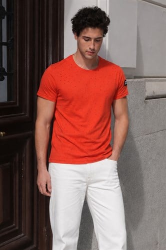 Madmext Orange Rapped T-shirt for Men 2883