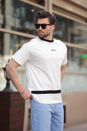 Ekru Baskılı %100 Pamuklu  Erkek T-shirt E7135