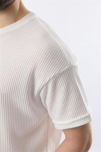 Beyaz Bisiklet Yaka Erkek T-shirt E7127