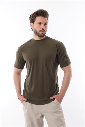 Haki Bisiklet Yaka Basic Erkek T-shirt E7113