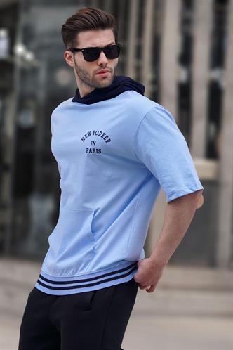 Bebe Mavisi Kapüşonlu Erkek Tişört 6182