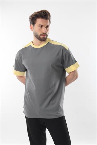 Füme Omzu Şerit Detaylı Erkek T-shirt E7125