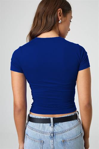 Saks Bisiklet Yaka Basic Kadın Tişört MG1725