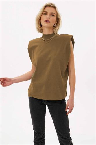 Mad Girls Brown Sleeveless T-Shirt MG900