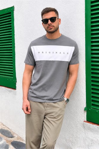 Madmext Men Smoke Gray T-shirt 5377