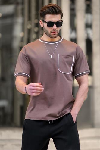 Kahverengi Cep Detaylı Erkek Tişört 6176