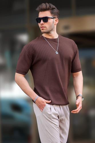 Madmext Erkek Kahverengi Tişört 5685