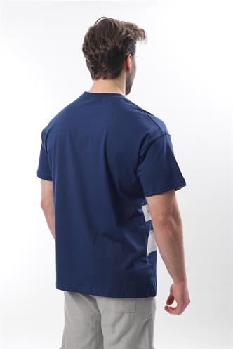 Lacivert Baskılı Regular Fit Erkek T-shirt E7107