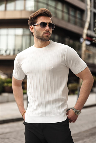 Madmext Men White T-Shirt 5684