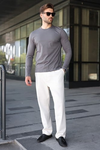 Füme %100 Pamuklu Slim Fit Erkek Tişört E7187