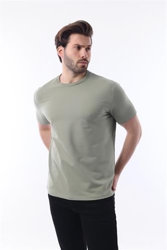 Mint Yeşili Bisiklet Yaka Basic Kısa Kollu Tişört 7042