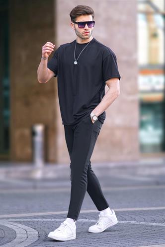 Siyah Basic Oversize Erkek Tişört 7010