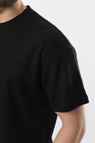 Siyah Bisiklet Yaka Erkek T-shirt E7127