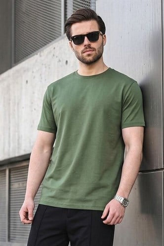 Haki Yeşili Regular Fit Basic Erkek Tişört 6131