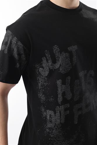 Siyah Baskılı Erkek T-shirt E7115