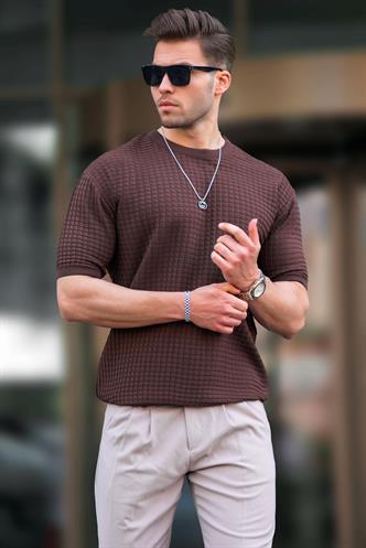 Madmext Erkek Kahverengi Tişört 5685