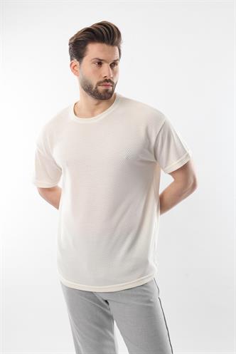 Ekru Bisiklet Yaka Erkek T-shirt E7128