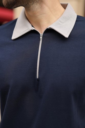 Lacivert %100 Pamuklu Polo Yaka Şort Tişört Takım E7358