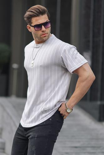 Boyalı Gri Oversize Bisiklet Yaka Erkek Tişört 6179