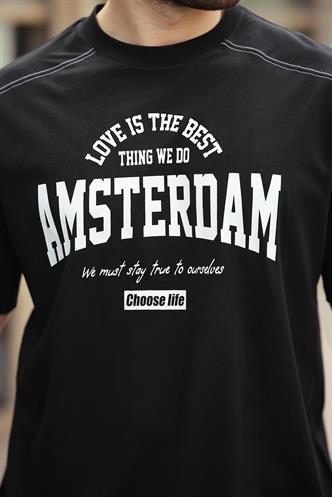 Madmext Siyah Baskılı Erkek Tişört E7124