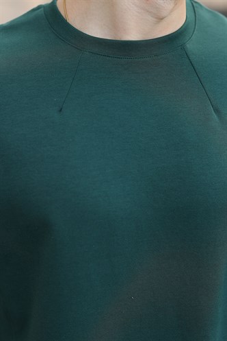 Nefti Yeşili Dikiş Detaylı Regular Fit Erkek Tişört E7183