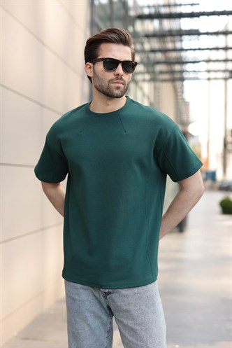 Nefti Yeşili Dikiş Detaylı Regular Fit Erkek Tişört E7183