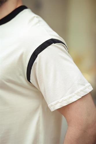 Madmext Ekru Bisiklet Yaka Regular Fit Erkek T-shirt E7126