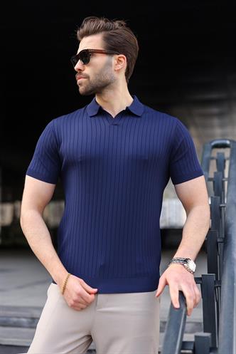 Lacivert Polo Yaka Triko Erkek Tişört E7461