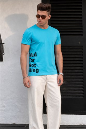 Madmext Blue Printed T-shirt for Men 4553