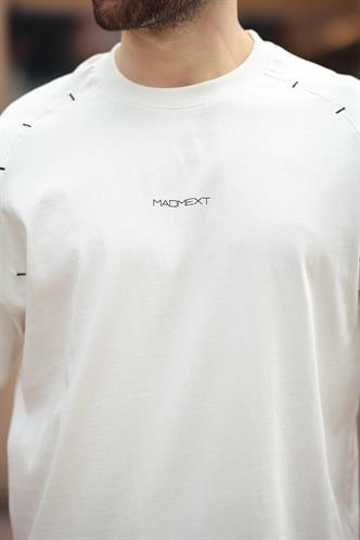 Ekru Baskılı Nakış Detaylı Erkek T-shirt E7108
