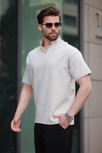 Taş Rengi  Polo Yaka Erkek Basic T-shirt E7145
