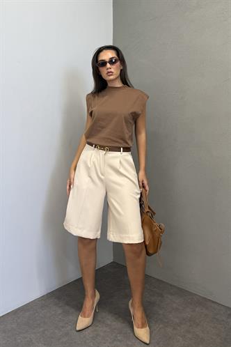 Mad Girls Brown Sleeveless T-Shirt MG900