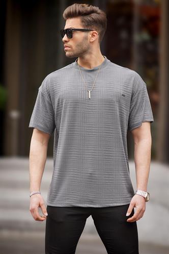 Füme Oversize Bisiklet Yaka Erkek Tişört 6191