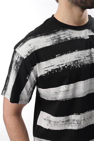 Siyah Baskılı Regular Fit Erkek T-shirt E7107