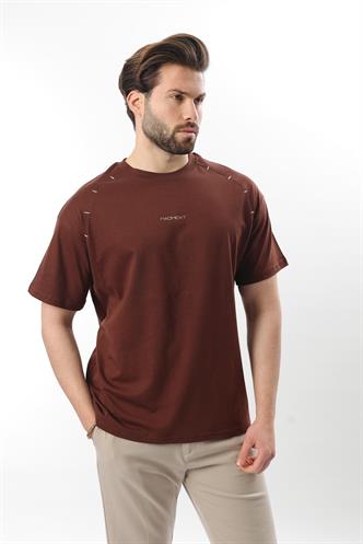 Acı Kahve Baskılı Nakış Detaylı Erkek T-shirt E7108