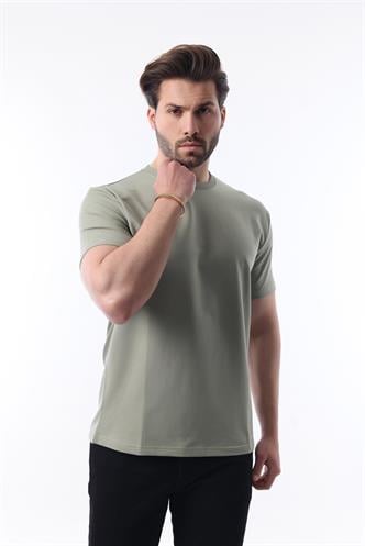 Mint Yeşili Bisiklet Yaka Basic Kısa Kollu Tişört 7042