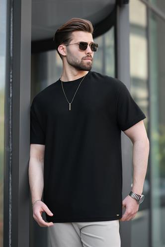 Siyah Basic Bisiklet Yaka Erkek Tişört E7133