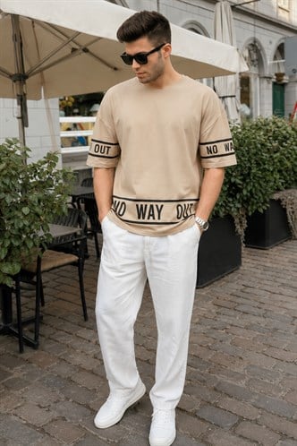 Madmext White Printed T-shirt for Men 4483