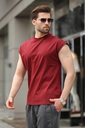 Bordo Yarım Kol Erkek Basic Tişört E7136